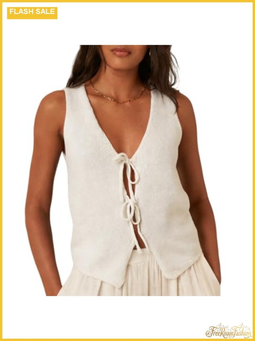 Vintage Y2K Sleeveless Tie Front Crop Vest